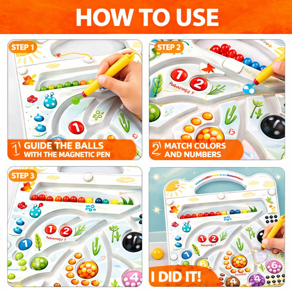 Magnetic Maze Learning Board – Color & Number Sorting Puzzle for Kids