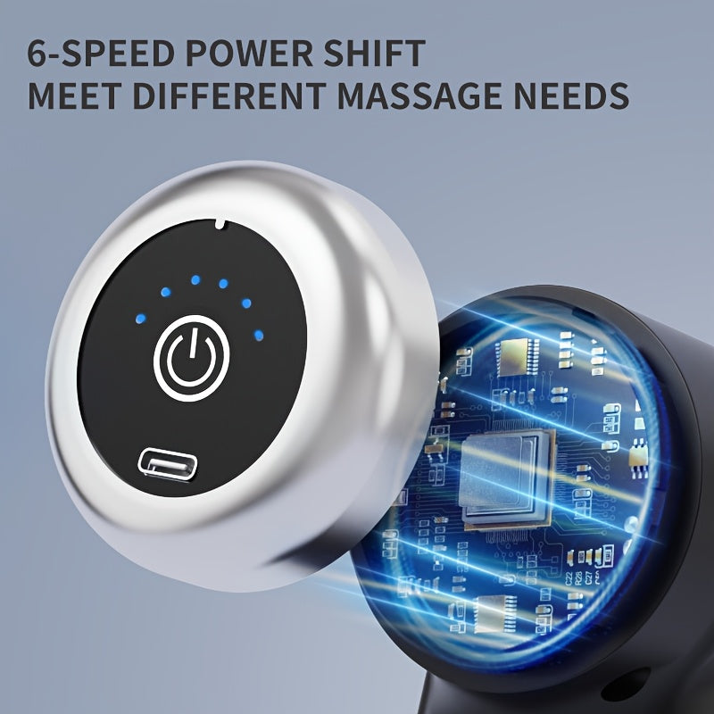 Rechargeable Massager Gun - 6-Speed Adjustable Quiet Portable Electric Muscle Massager with USB