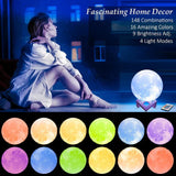 Moon Lamp with Wooden Base – 16 Colors of Magic for Your Space