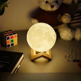 Moon Lamp with Wooden Base – 16 Colors of Magic for Your Space