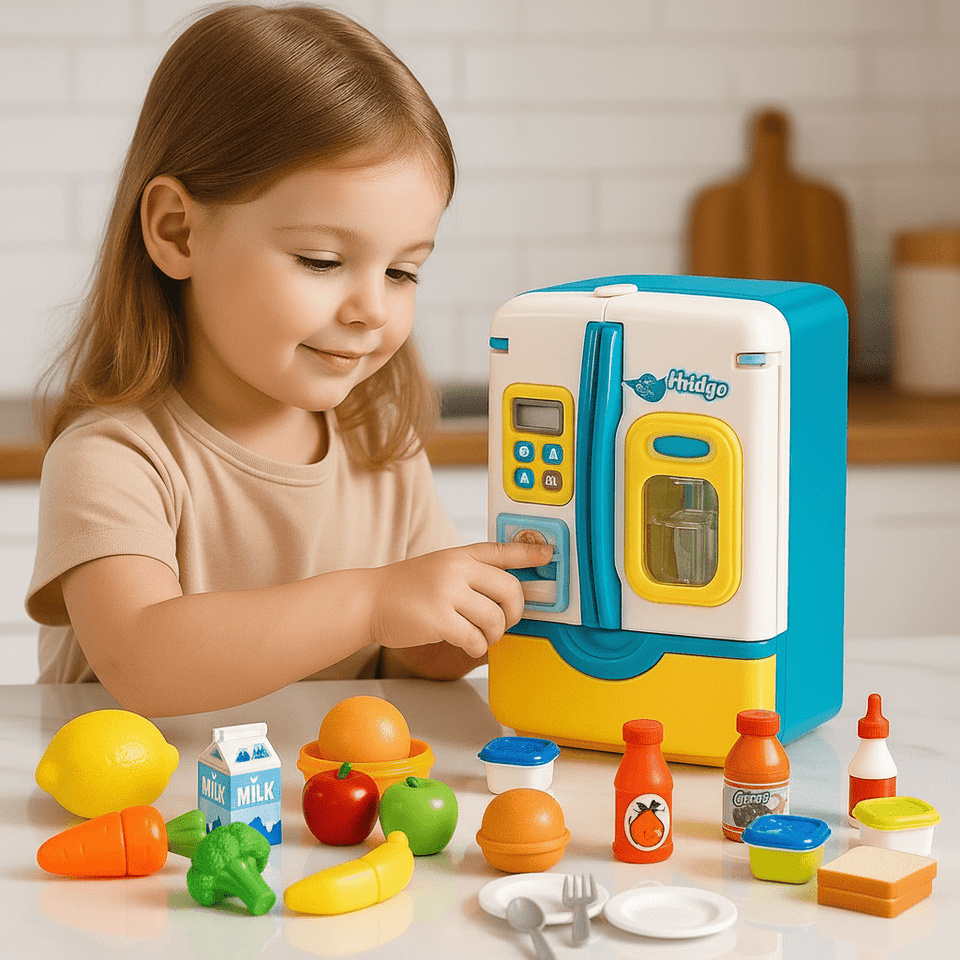 Multi-Function Mini Fridge – Lights, Spray &  Pretend Play Fun