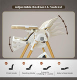 Adjustable Foldable Baby Feeding High Chair with Wheels & Reclining Seat
