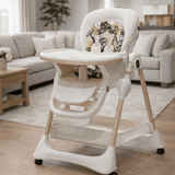 Adjustable Foldable Baby Feeding High Chair with Wheels & Reclining Seat