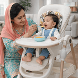 Adjustable Foldable Baby Feeding High Chair with Wheels & Reclining Seat