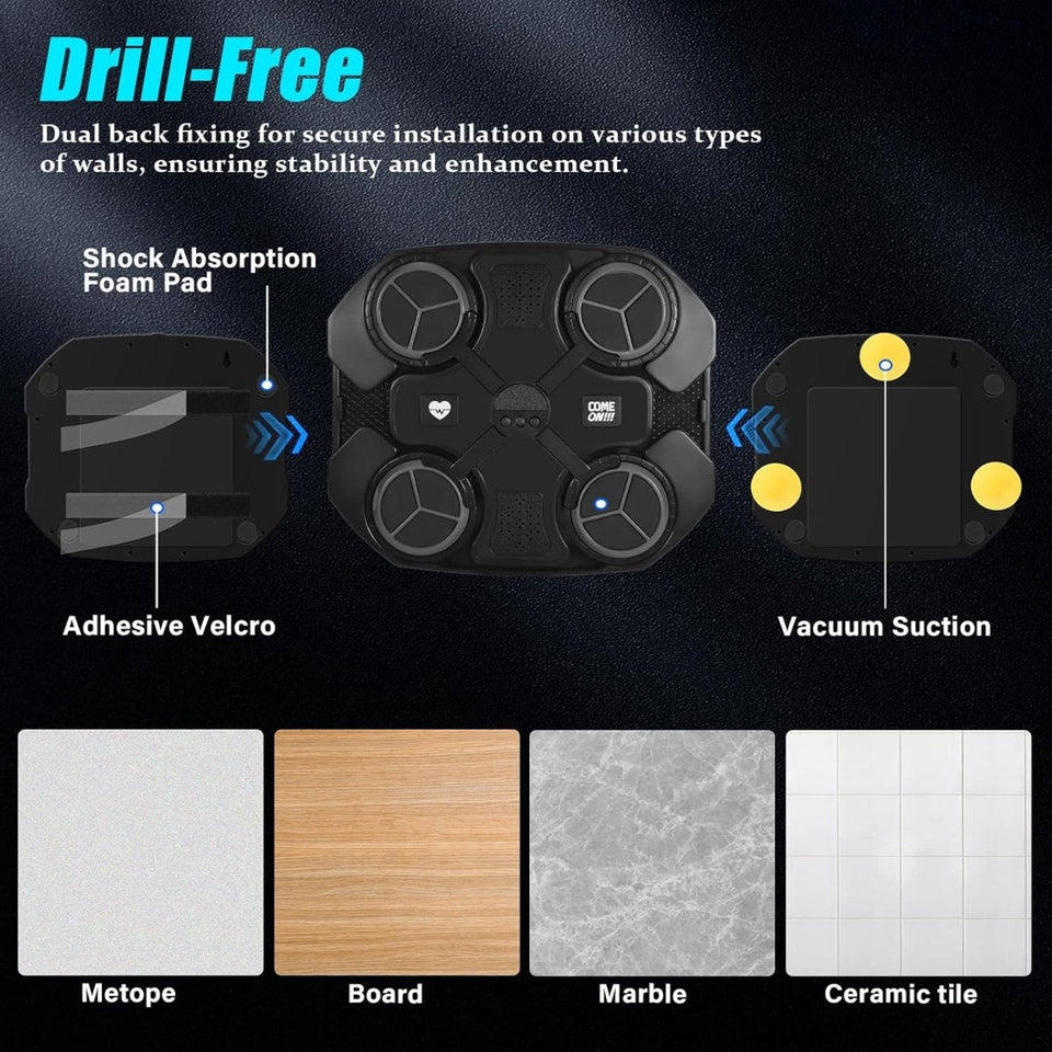 2 in 1 Wall-Mounted Boxing Machine with Bluetooth, Lights & Music