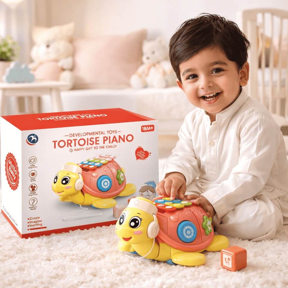 Musical Tortoise Piano Learning & for Babies – Light, Sound &  Shape Activity Playset