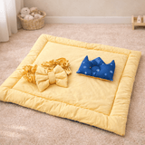 Newborn Baby Bed & Carry Nest Gift Set – Soft Foldable Sleep Bundle |Blue & Yellow Edition