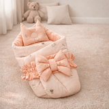 Newborn Baby Bed & Carry Nest Gift Set – Soft Foldable Sleep Bundle|Pink Edition