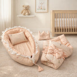 Newborn Baby Bed & Carry Nest Gift Set – Soft Foldable Sleep Bundle|Pink Edition