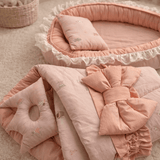 Newborn Baby Bed & Carry Nest Gift Set – Soft Foldable Sleep Bundle|Pink Edition