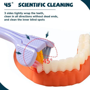2 PCS Triple Sided Toothbrush Triple Head Wrap Household Soft Bristles Cleaning Daily Sensory Toothbrush