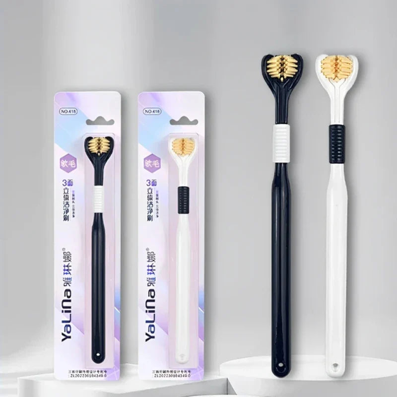 2 PCS Triple Sided Toothbrush Triple Head Wrap Household Soft Bristles Cleaning Daily Sensory Toothbrush