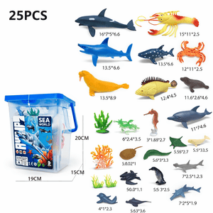 Ocean Sea Animal Figures Set for Kids | 25 Pcs Marine Life Collection with Storage Box