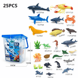 Ocean Sea Animal Figures Set for Kids | 25 Pcs Marine Life Collection with Storage Box