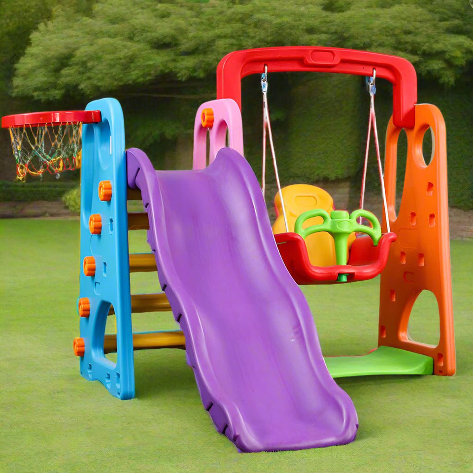 Outdoor Kids Slide & Swing Combo – Compact, Stable & Fun