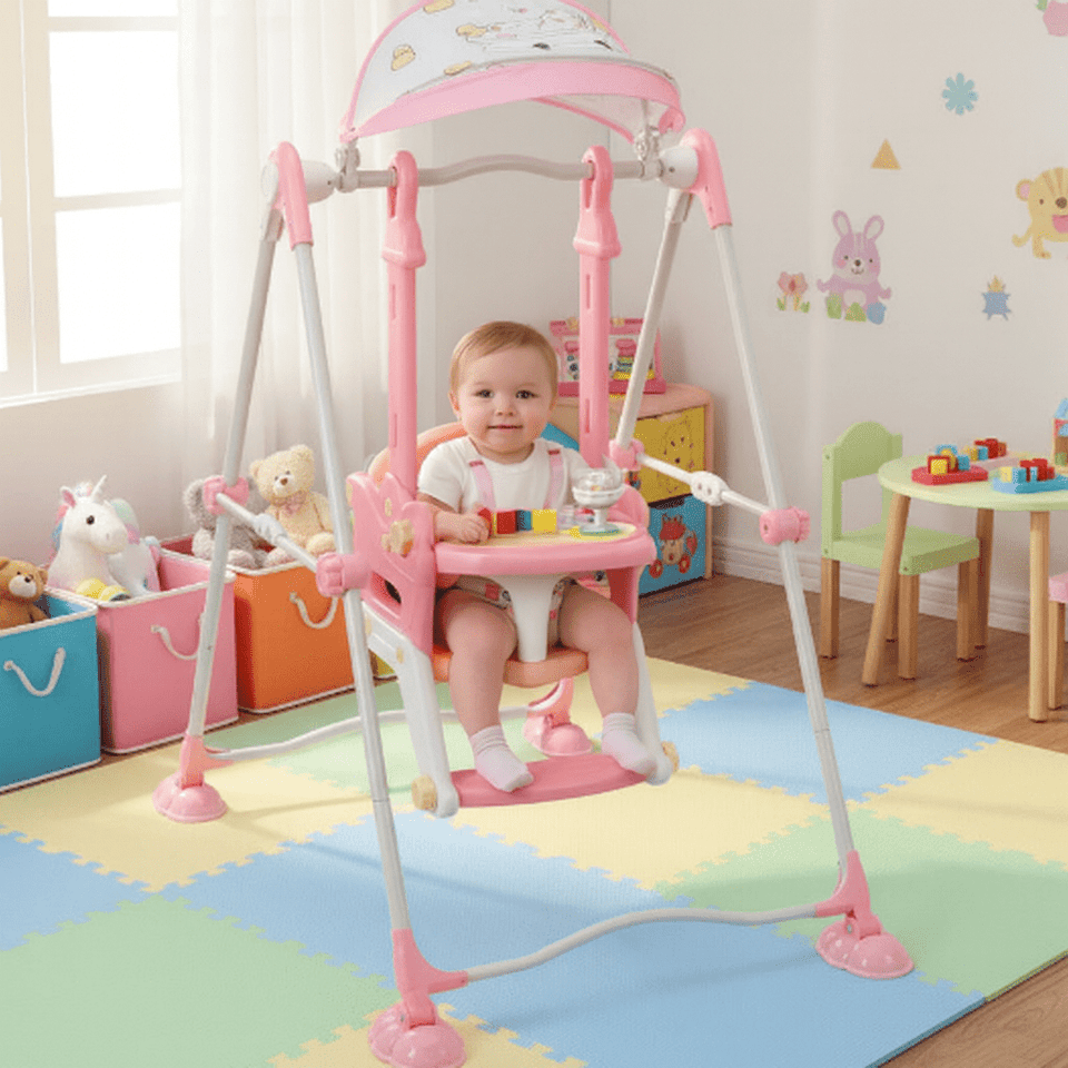 Premium Baby Indoor Swing with Safety Seat & musical tray – Stable, Foldable & Playful