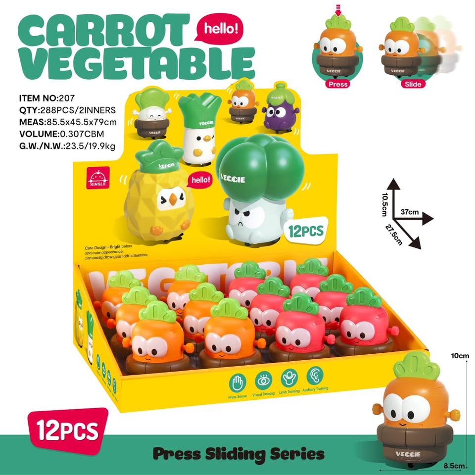 Press & Slide Carrot Learning Figure for Kids – Interactive Sensory Play | 1 Pc