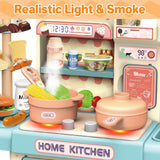 Pretend Play Kitchen Set for Kids – Pressure Pot, Pan, Knife Block & Food Accessories with Spray Effect