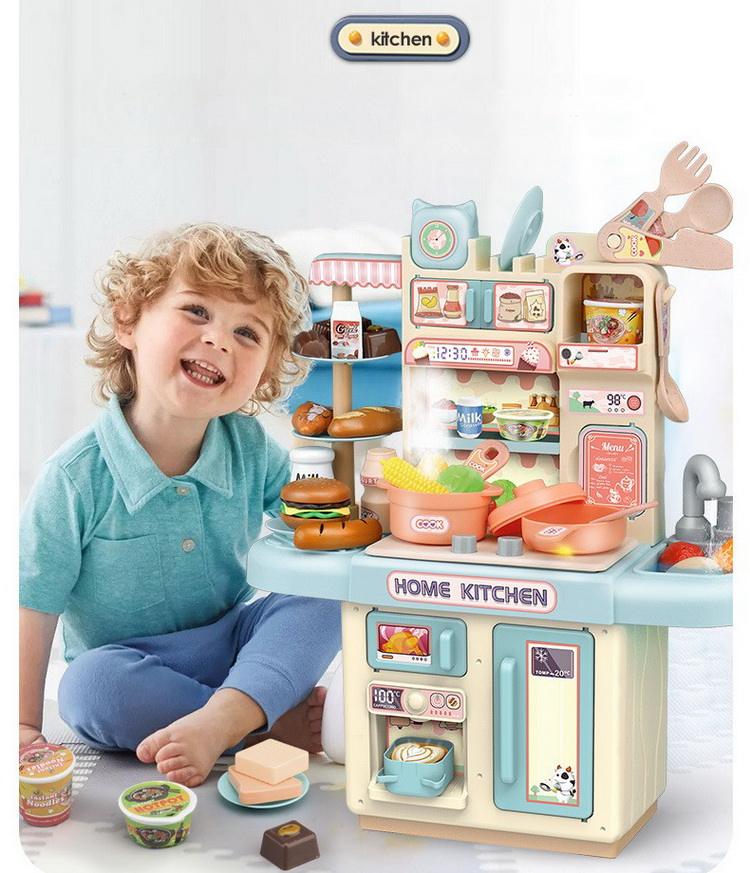 Pretend Play Kitchen Set for Kids – Pressure Pot, Pan, Knife Block & Food Accessories with Spray Effect