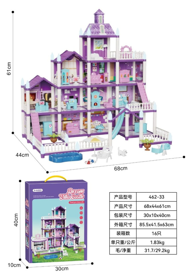 Princess Castle Dollhouse – Multi-Level Dream Mansion