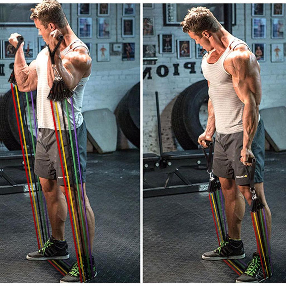 11pcs / Set Fitness Resistance Bands Elastic Pull Rope Exercise