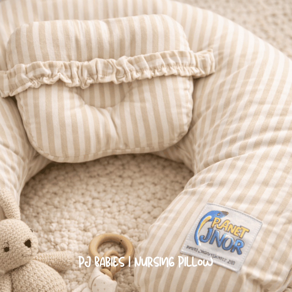 Pure Comfort Stripes Cotton Baby Nursing Pillow with Removable Cover & Head Pillow