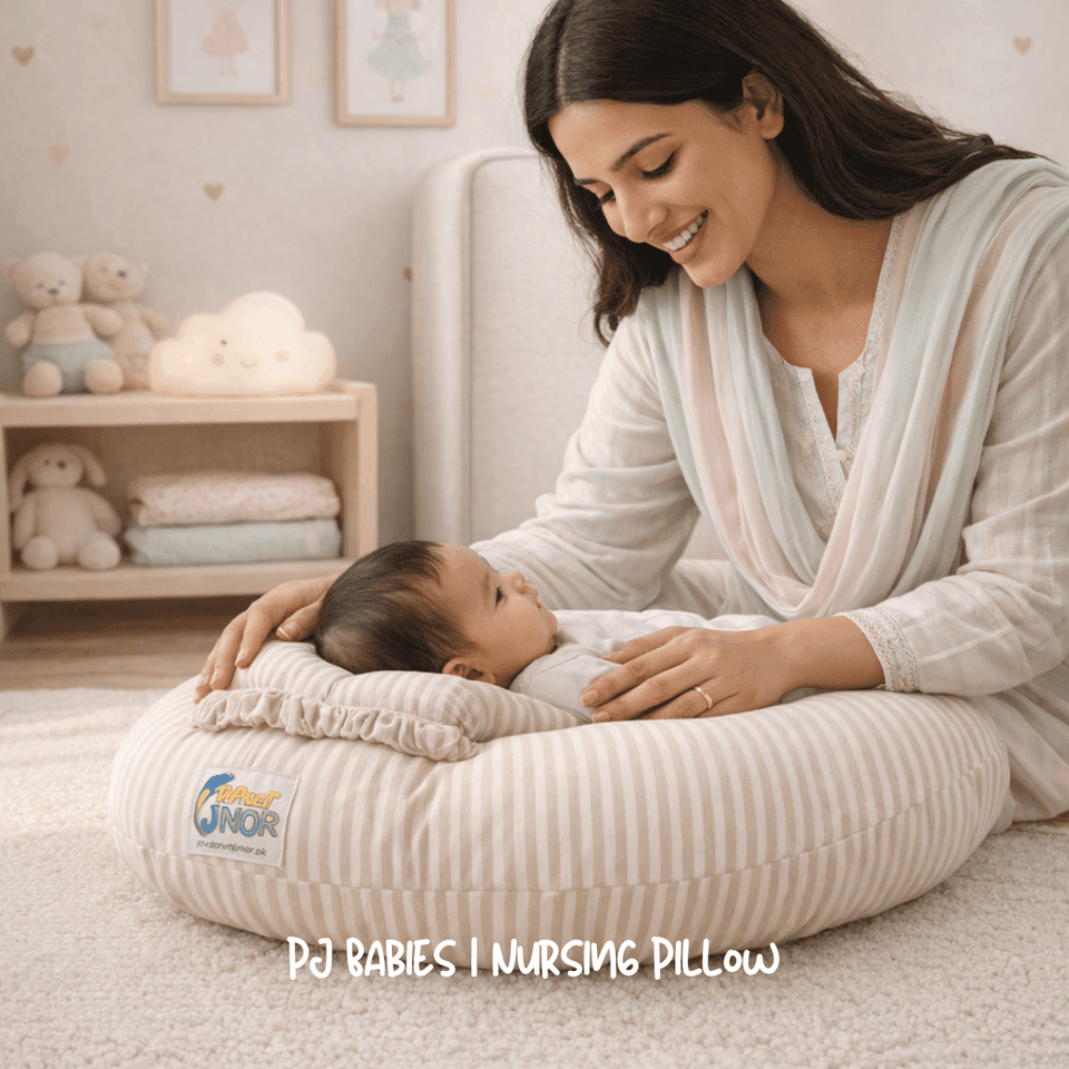 Pure Comfort Stripes Cotton Baby Nursing Pillow with Removable Cover & Head Pillow