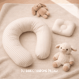 Pure Comfort Stripes Cotton Baby Nursing Pillow with Removable Cover & Head Pillow