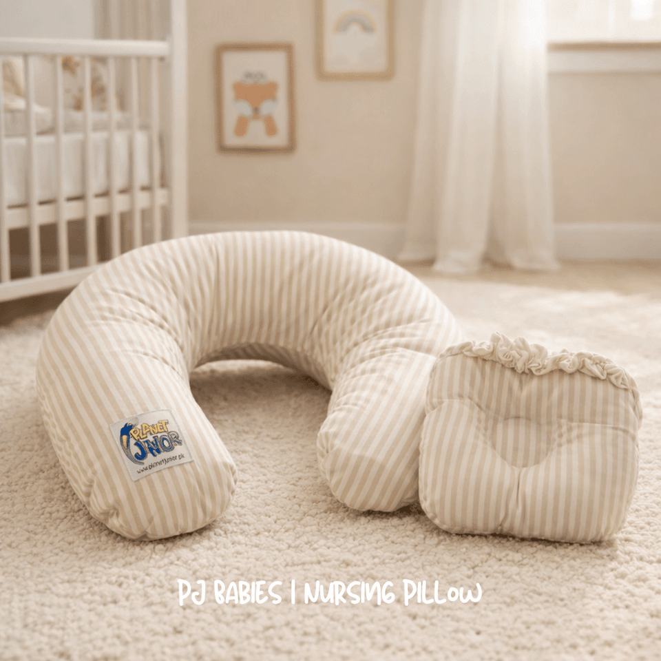 Pure Comfort Stripes Cotton Baby Nursing Pillow with Removable Cover & Head Pillow