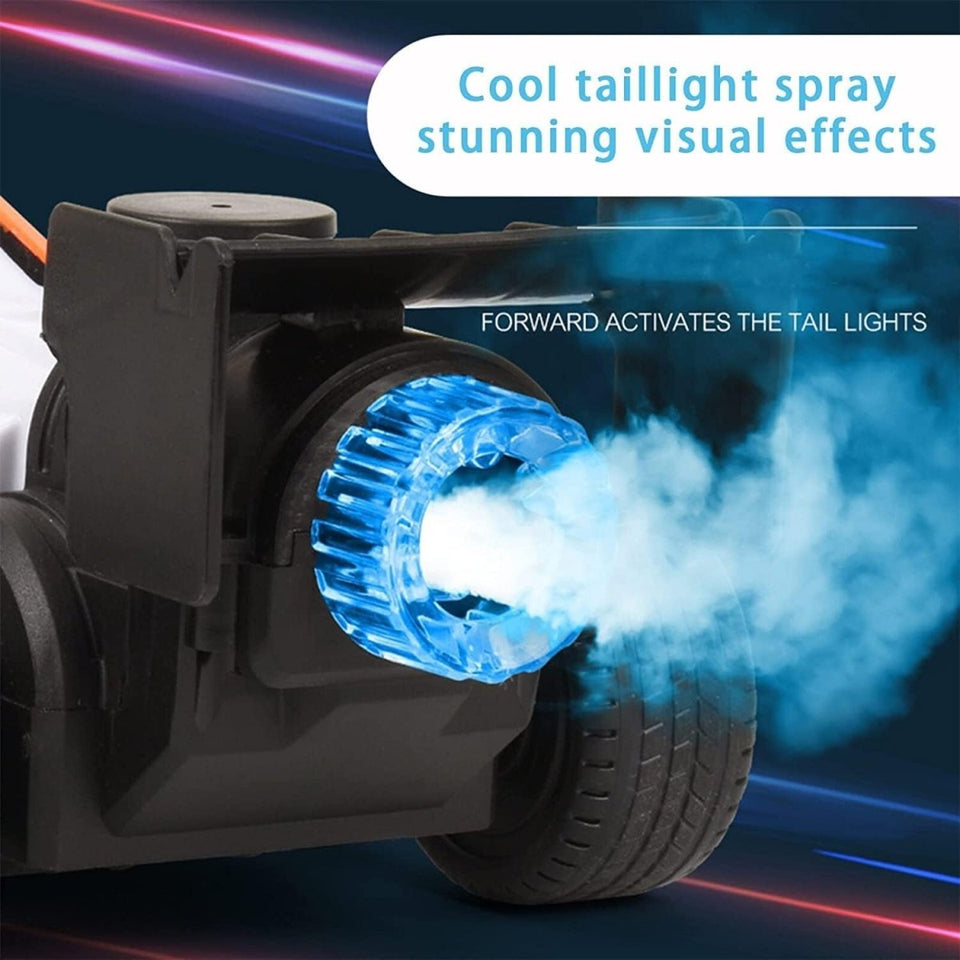 RC Formula Drift Car 1:14 – Spray Mist Effect, Lights, Rechargeable Battery