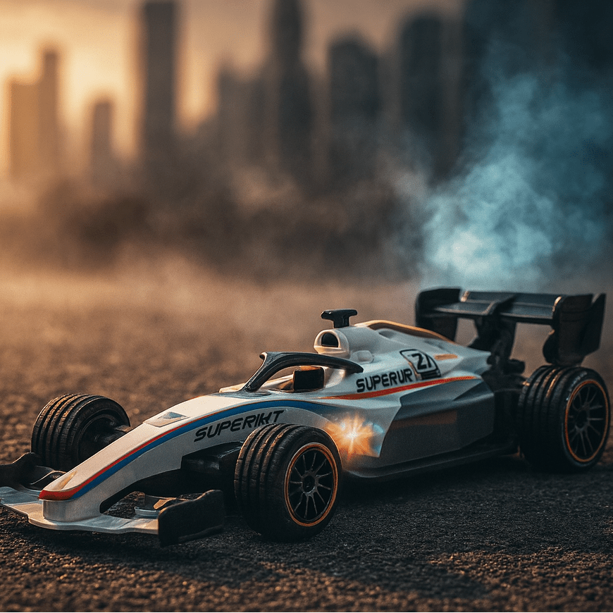 RC Formula Drift Car 1:14 – Spray Mist Effect, Lights, Rechargeable Battery