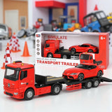 6-Channel RC Transport Truck with Sports Car – 2.4GHz Trailer Set for Kids