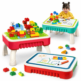 Smart Builder Activity Table for Kids | 3-in-1 Building & Drawing Desk with 50 Blocks