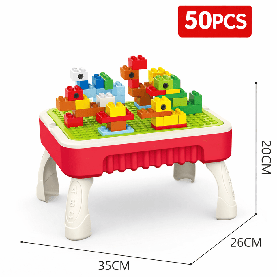 Smart Builder Activity Table for Kids | 3-in-1 Building & Drawing Desk with 50 Blocks