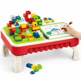 Smart Builder Activity Table for Kids | 3-in-1 Building & Drawing Desk with 50 Blocks
