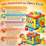 Huanger Smart Learning Activity Cube for Kids – Multi-Function Educational Play Cube with Shape Sorter, ABC Blocks & Gears