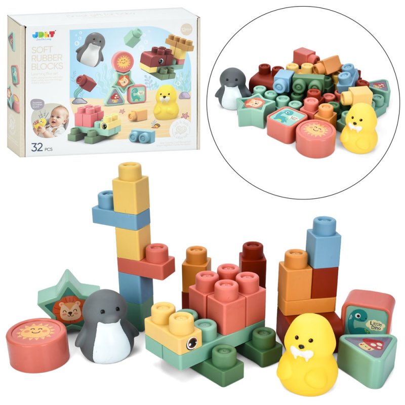 🧸 Soft Rubber Animal Building Blocks Set