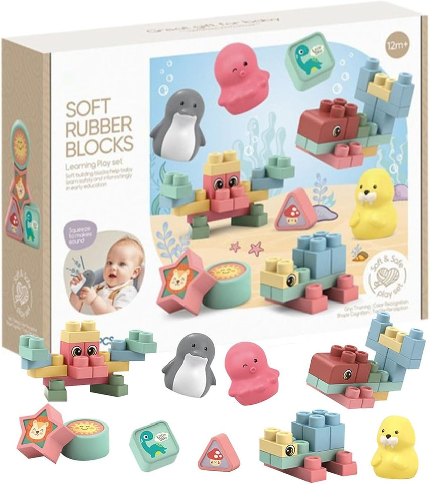 🧸 Soft Rubber Animal Building Blocks Set