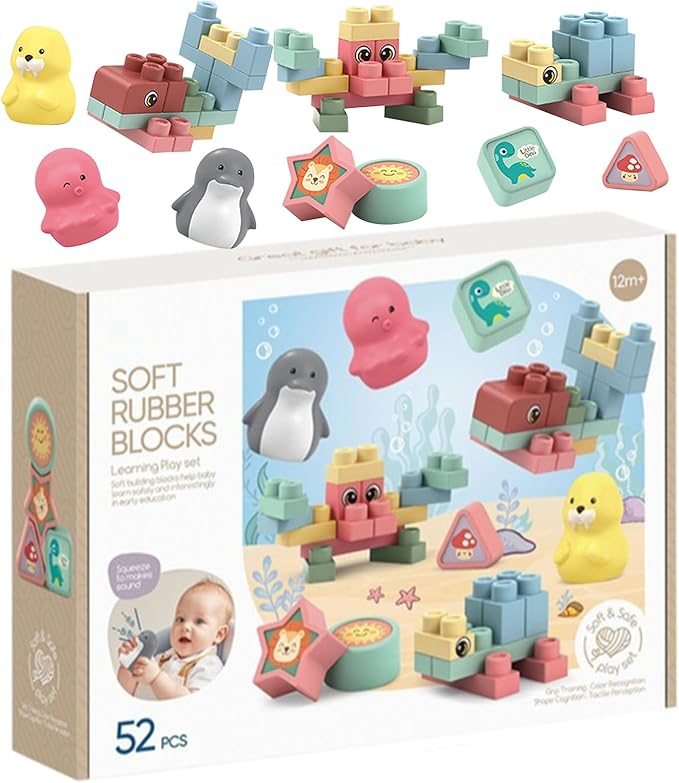 🧸 Soft Rubber Animal Building Blocks Set