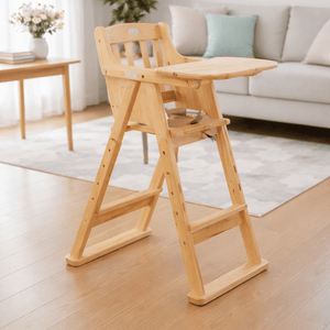 Solid Wooden Baby Feeding High Chair with Stable Frame