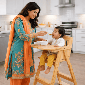 Solid Wooden Baby Feeding High Chair with Stable Frame