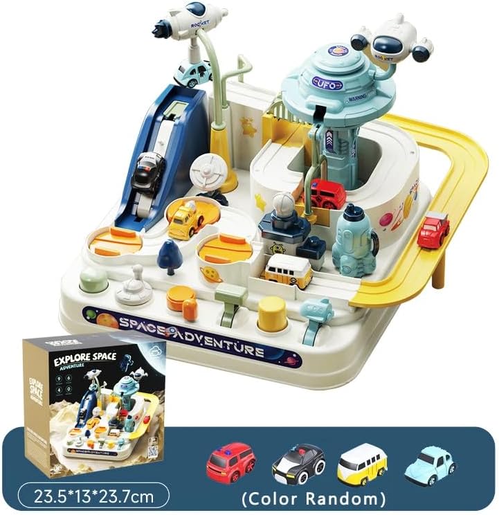 Space Adventure Car Play Set for Kids – Interactive Parking & Track Game with Vehicles and Lifts
