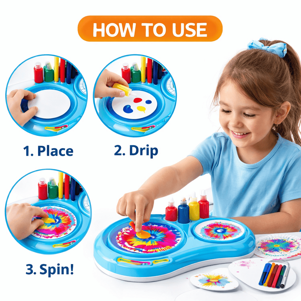 Spin Art Splash Painting Machine for Kids – Electric Creative Art Set with Paints & Paper