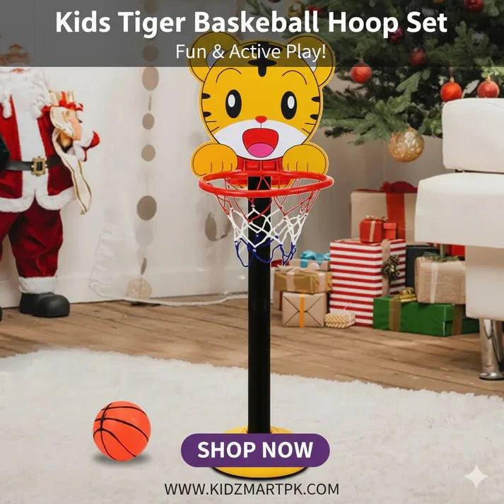 Tiger Hoop Adjustable Basketball Set for Kids – Indoor & Outdoor Sports Play Stand