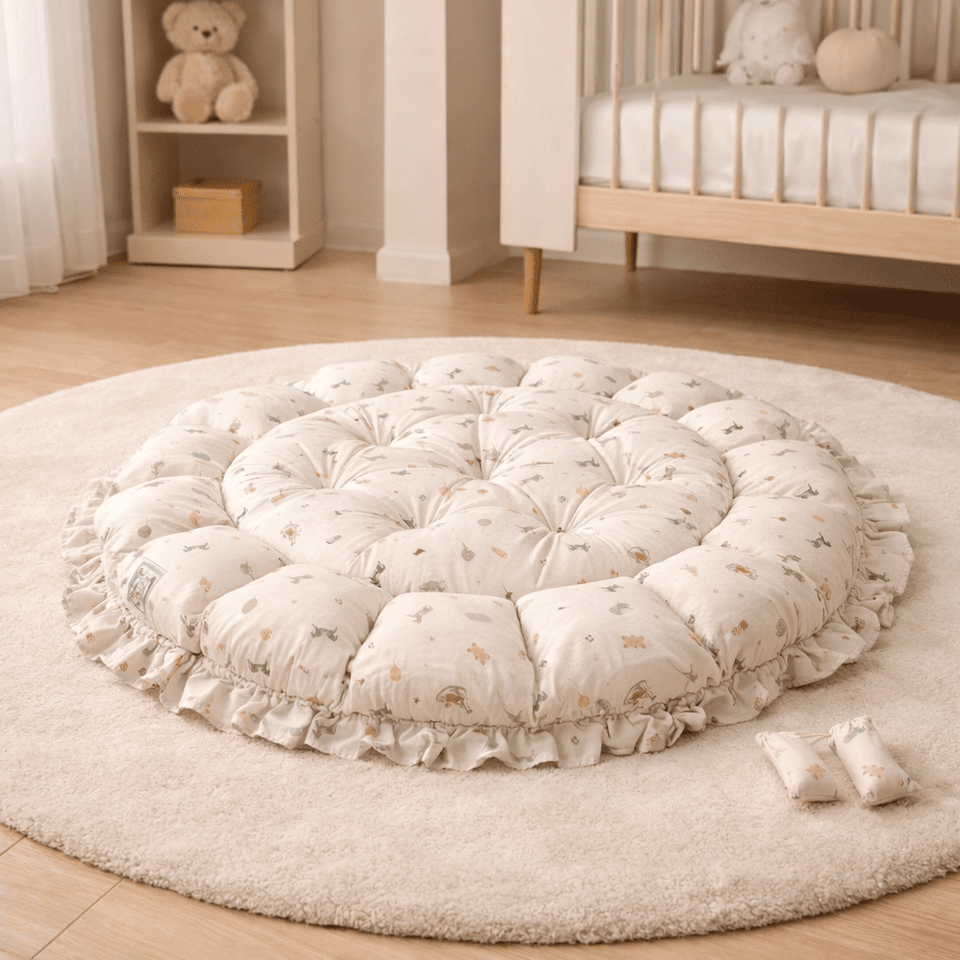 Tiny Tails Garden 2-in-1 Reversible Baby Round Cot & Play Mat
