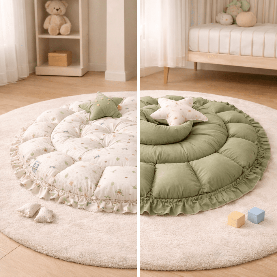 Tiny Tails Garden 2-in-1 Reversible Baby Round Cot & Play Mat