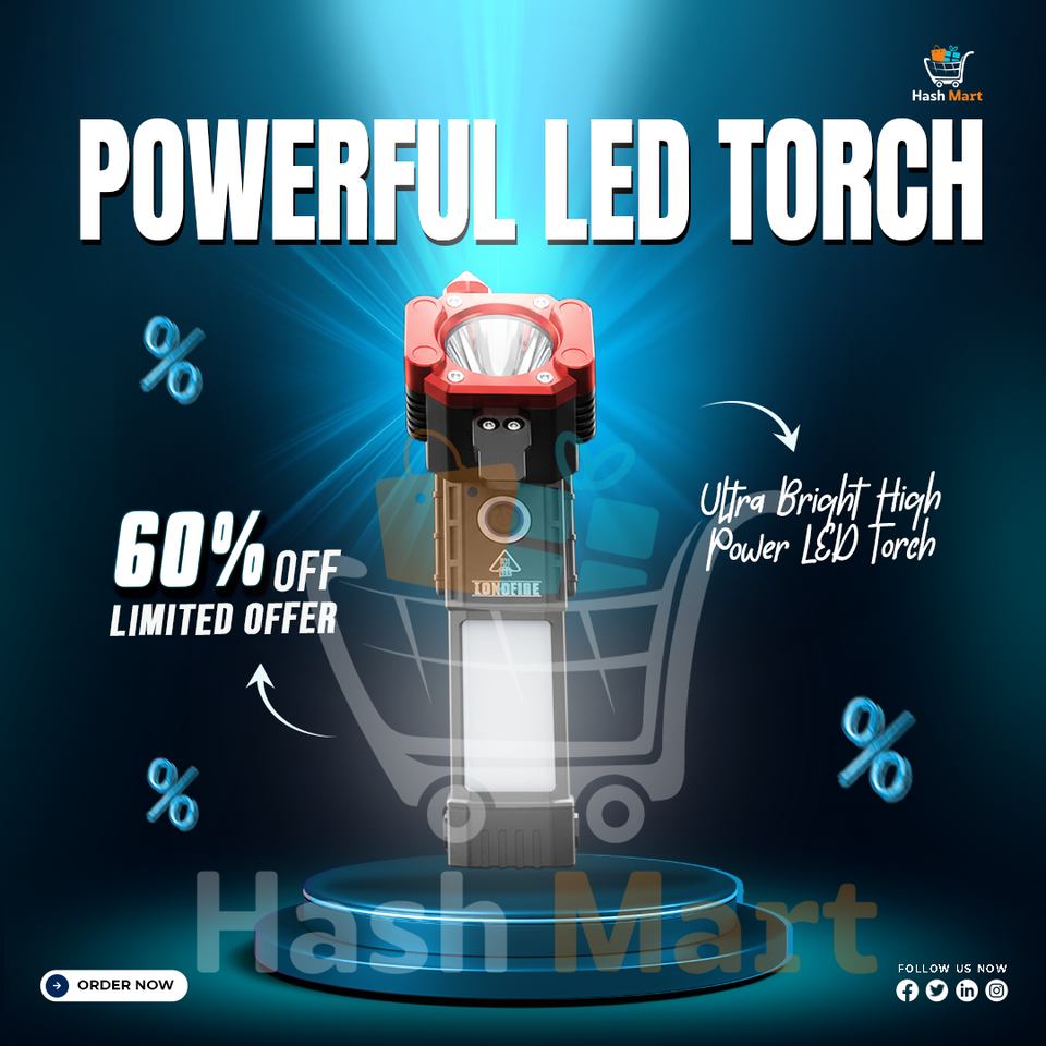 Tactical LED Flashlight Rechargeable, Emergency Tool with Side Light & USB Charging
