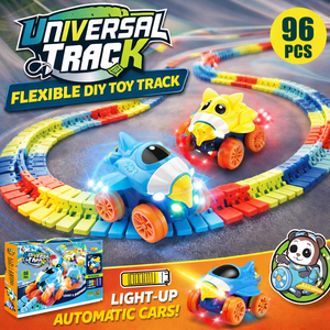 Universal Flex Track Builder Set | 96-Piece DIY Racing Track with Light-Up Cars
