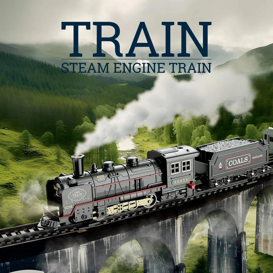 Vintage Steam Train Playset with Light & Sound 🚂